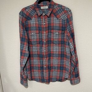 Lucky Brand Mens Multicolor‎ Cotton Pearl Snap Flannel Size Small